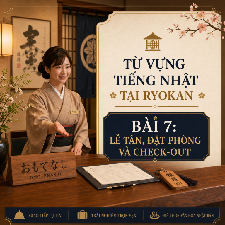Từ Vựng Tiếng Nhật Tại Ryokan – Bài 7: Lễ Tân, Đặt Phòng Và Check-out